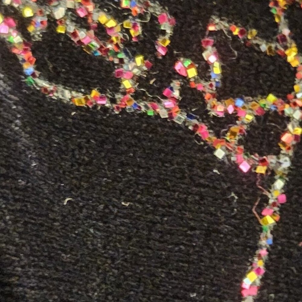 R&M Richards Karen Kwong Vintage Black Velvet Multi-Color Sparkle Tunic Size 14 - Picture 11 of 11